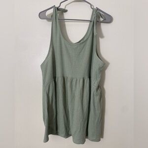 SPIN USA 2XL/3XL Pastel Green textured Tank Top with ties
